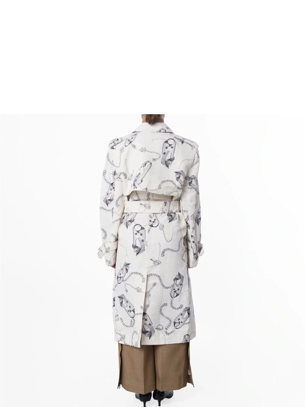 Burberry White Trench Coat Knight Hardware Tricotine - fitting up to Sz 20 - Picture 14 of 14
